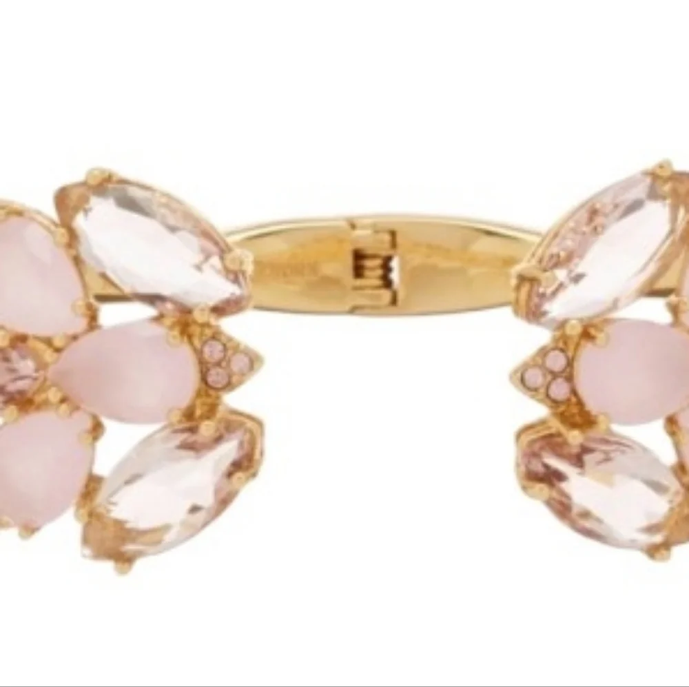 New NWT Kate Spade New York ♠️ blushing bloom open cuff hinged gold bracelet - Picture 2 of 9